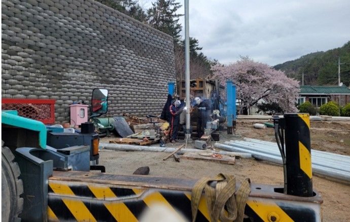 봄날 벚꽃 시추 작업